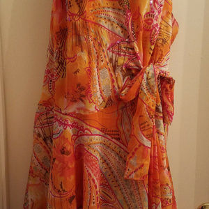 Joe Browns Orange/Paisley Party Dress Sz US 24